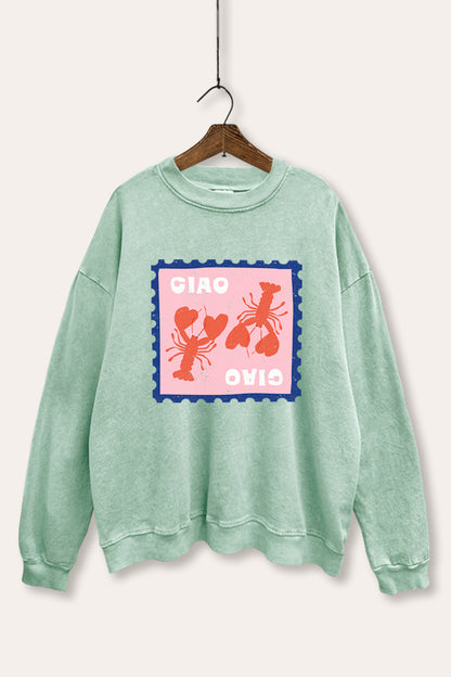 Ciao Lobster Graphic Mineral Wash Sweatshirt