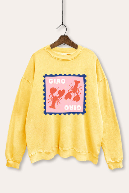 Ciao Lobster Graphic Mineral Wash Sweatshirt