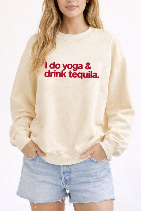 Yoga & Tequila Graphic Mineral Wash Sweatshirt