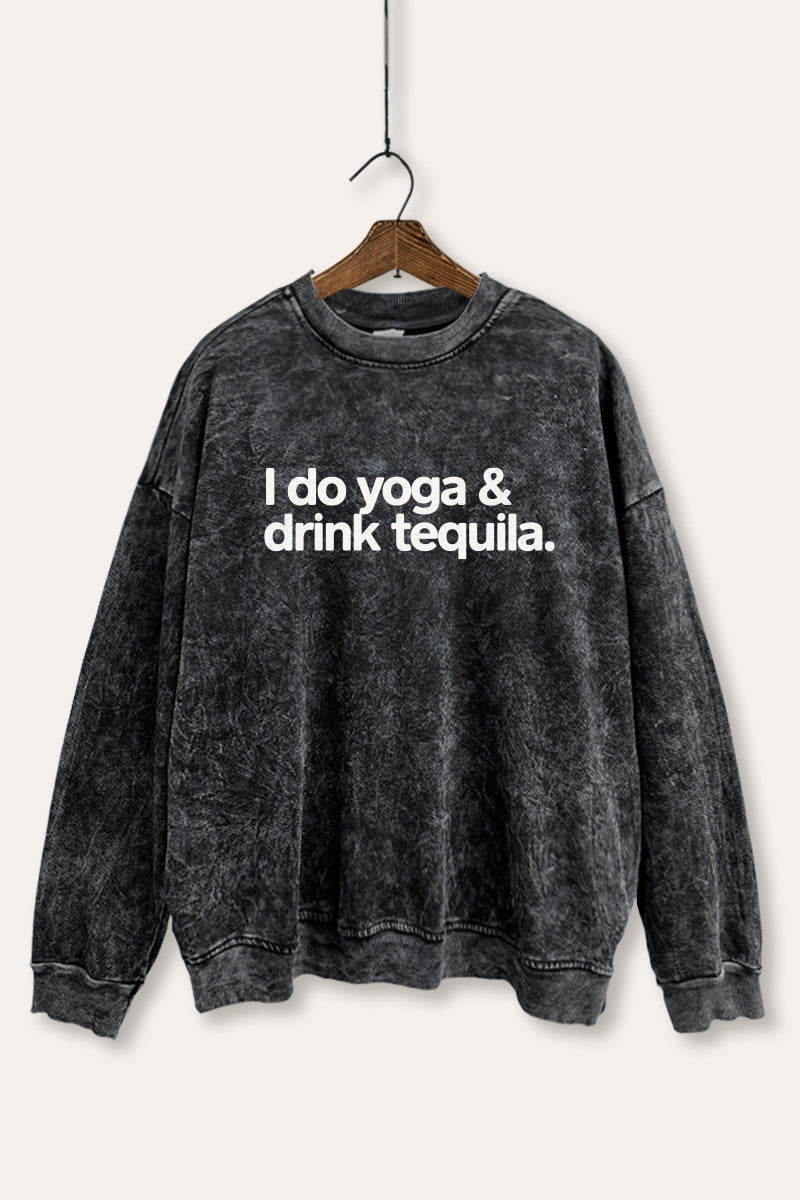 Yoga & Tequila Graphic Mineral Wash Sweatshirt