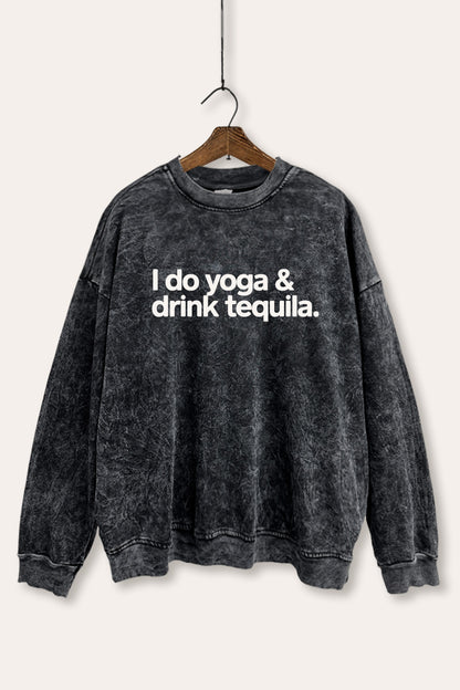 Yoga & Tequila Graphic Mineral Wash Sweatshirt