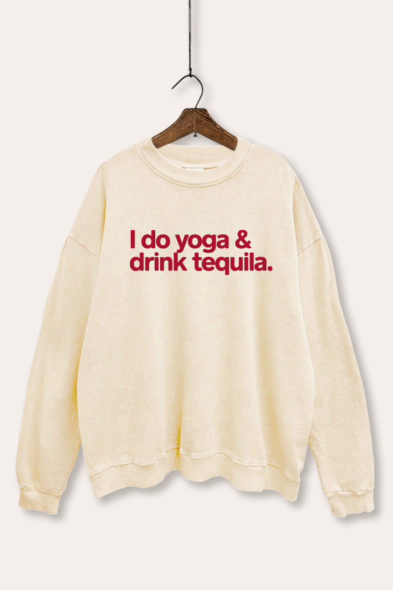Yoga & Tequila Graphic Mineral Wash Sweatshirt