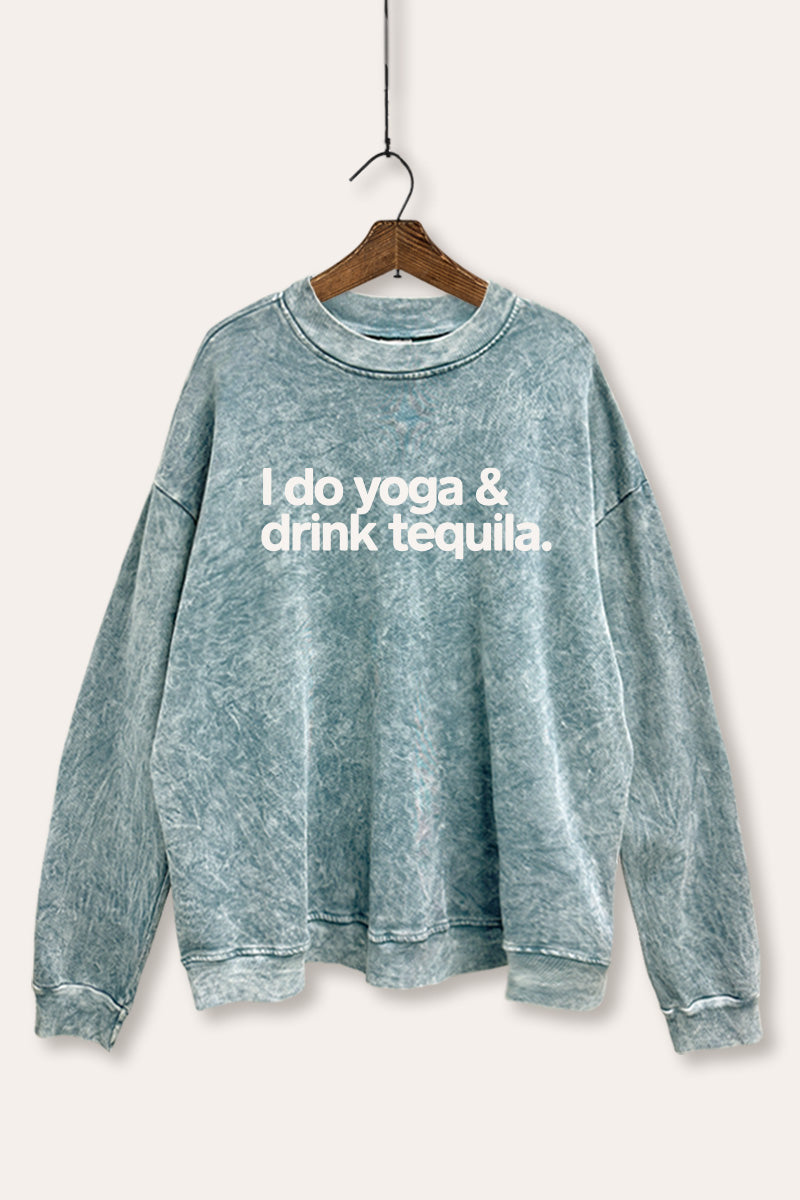 Yoga & Tequila Graphic Mineral Wash Sweatshirt
