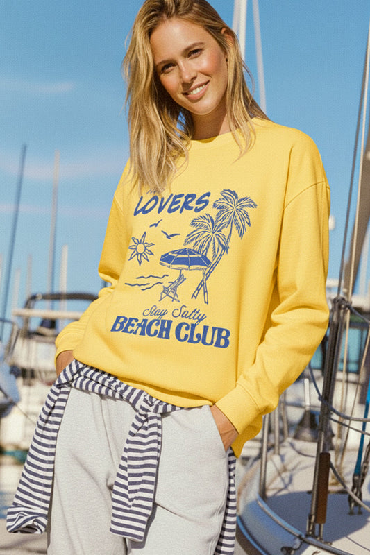The Lovers Beach Club Graphic Mineral Wash Sweatshirt