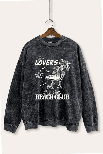 The Lovers Beach Club Graphic Mineral Wash Sweatshirt
