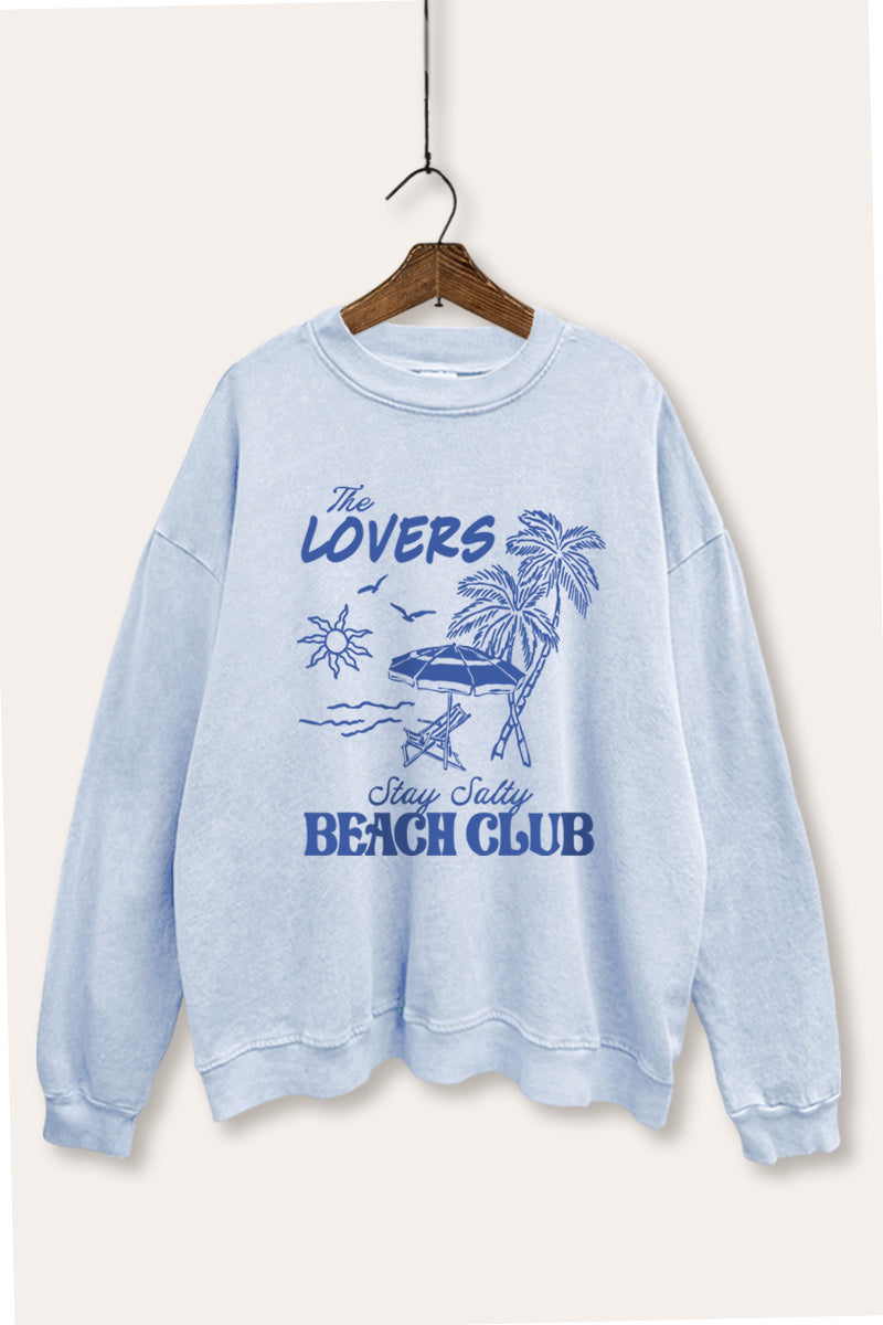 The Lovers Beach Club Graphic Mineral Wash Sweatshirt