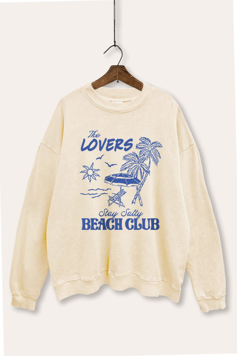 The Lovers Beach Club Graphic Mineral Wash Sweatshirt