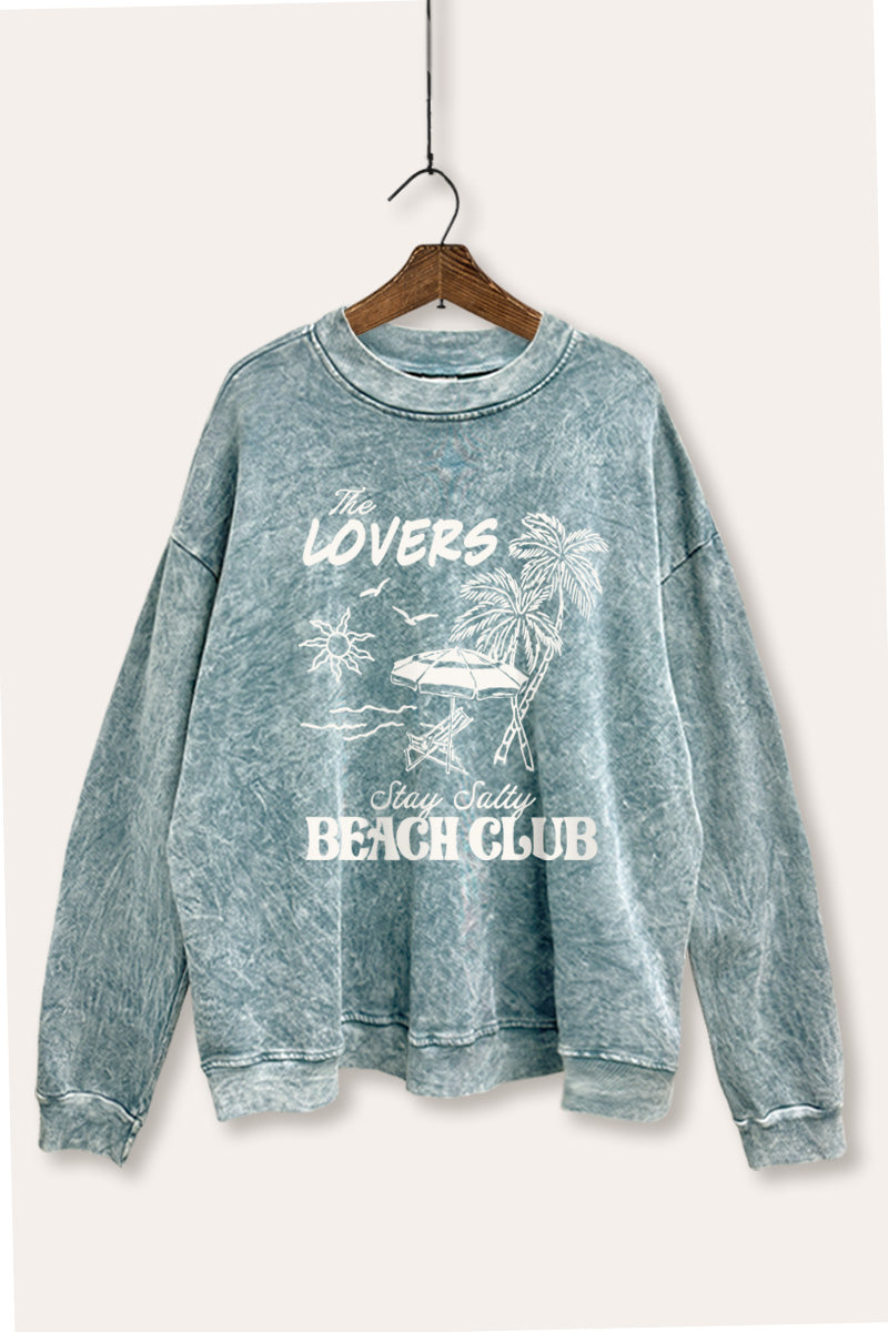 The Lovers Beach Club Graphic Mineral Wash Sweatshirt