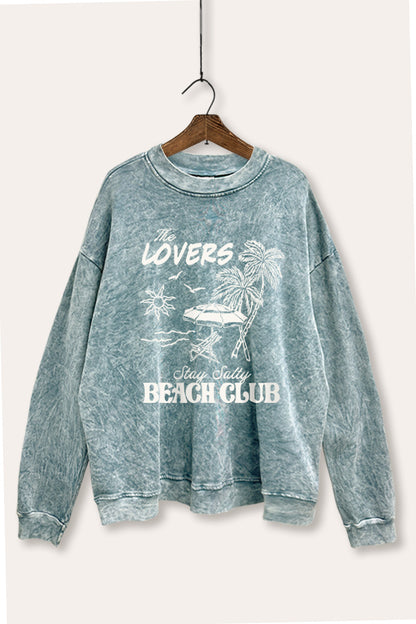 The Lovers Beach Club Graphic Mineral Wash Sweatshirt