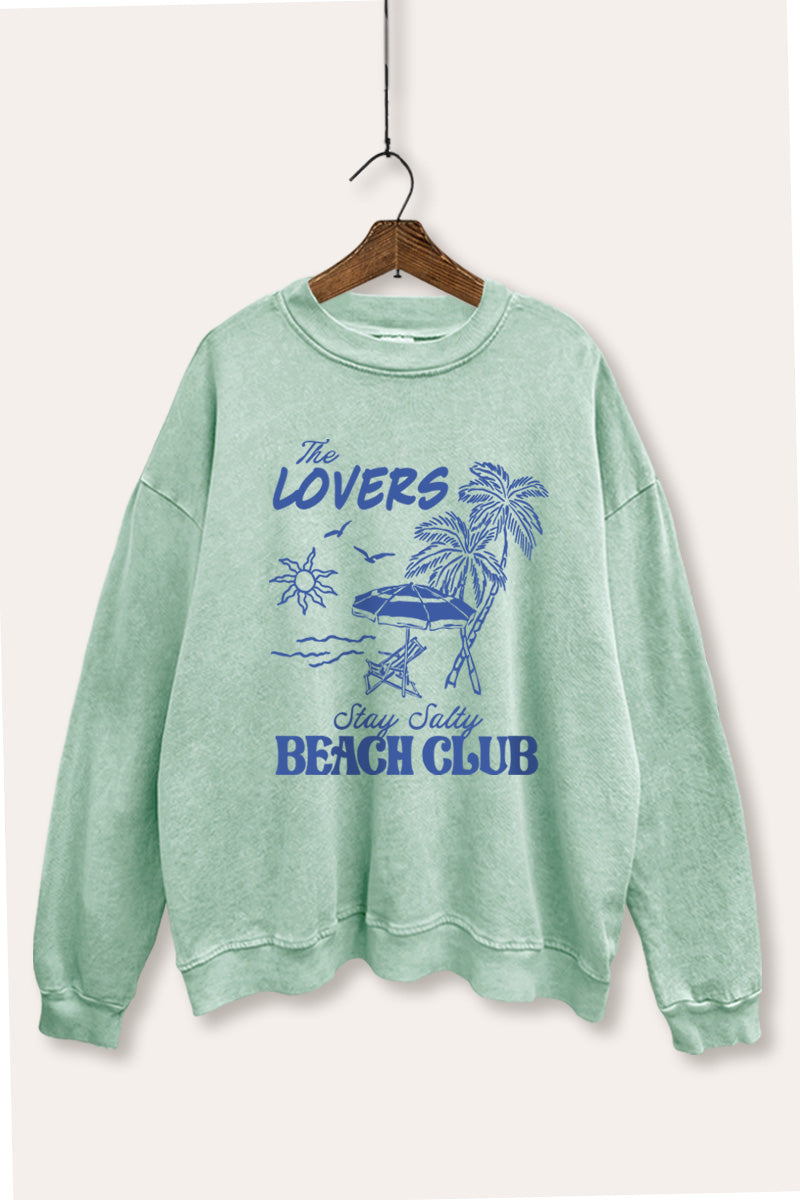 The Lovers Beach Club Graphic Mineral Wash Sweatshirt