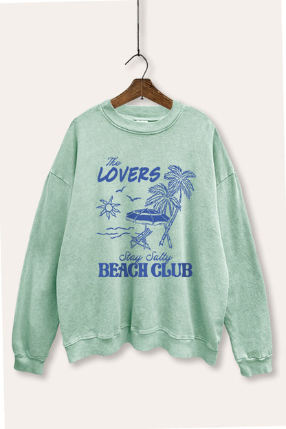 The Lovers Beach Club Graphic Mineral Wash Sweatshirt