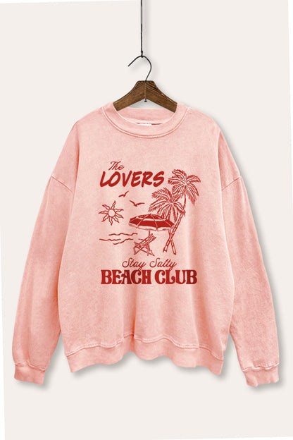 The Lovers Beach Club Graphic Mineral Wash Sweatshirt