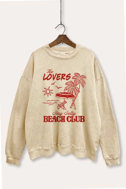 The Lovers Beach Club Graphic Mineral Wash Sweatshirt