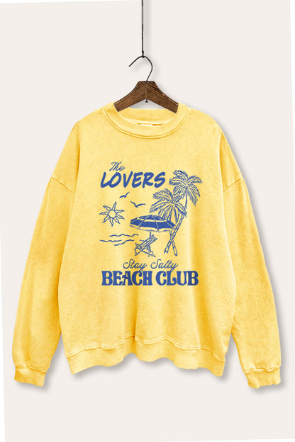 The Lovers Beach Club Graphic Mineral Wash Sweatshirt