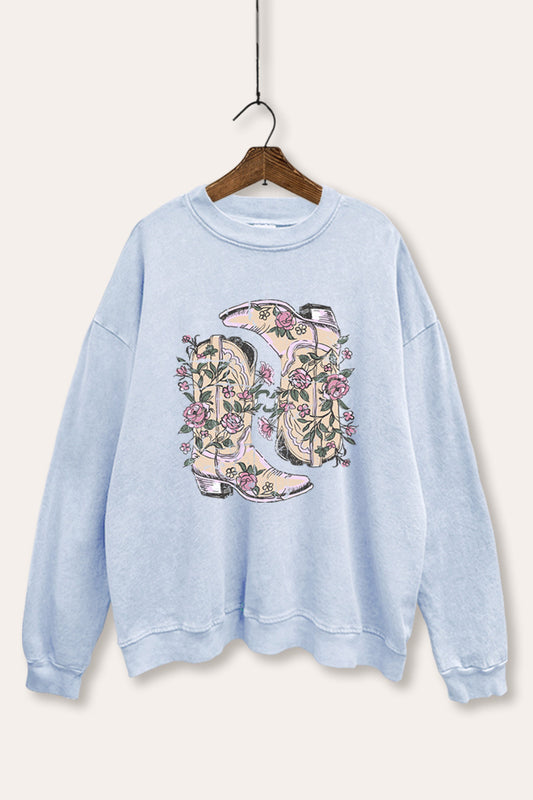 Western Boots Graphic Mineral Wash Sweatshirt