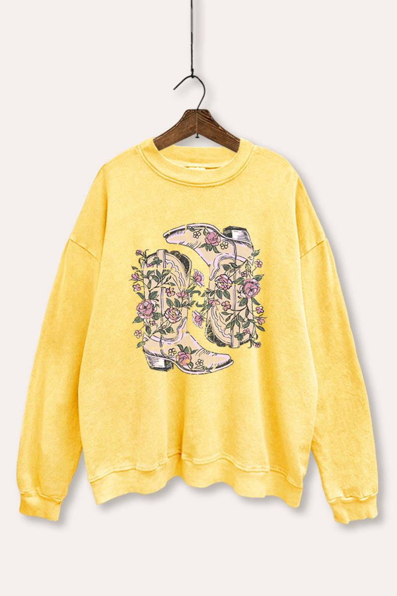 Western Boots Graphic Mineral Wash Sweatshirt