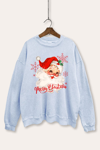 Vintage Christmas Santa Graphic Mineral Wash Sweatshirt