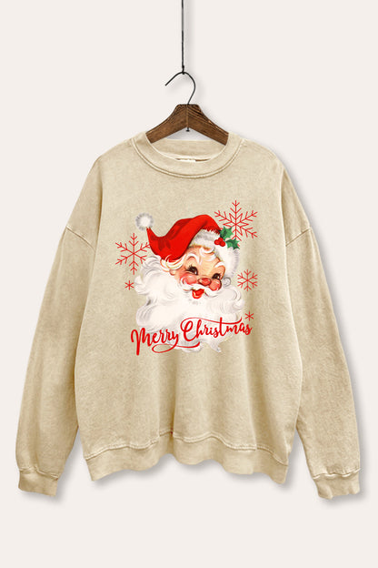 Vintage Christmas Santa Graphic Mineral Wash Sweatshirt