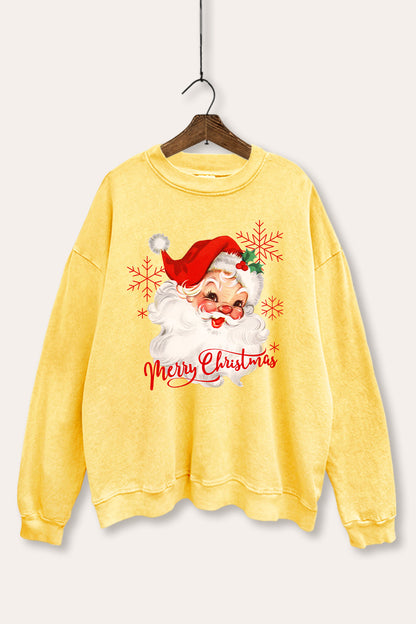 Vintage Christmas Santa Graphic Mineral Wash Sweatshirt
