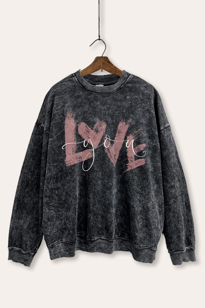 Love You Graphic Mineral Wash Sweatshirt