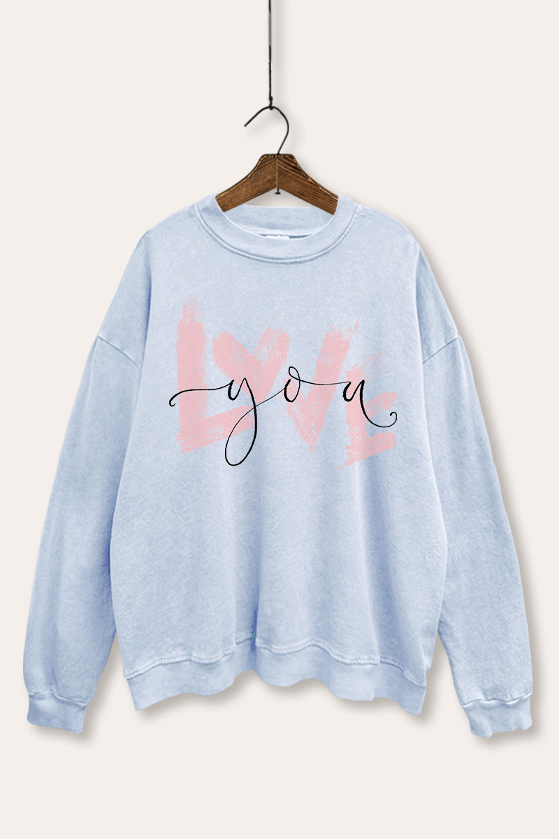 Love You Graphic Mineral Wash Sweatshirt