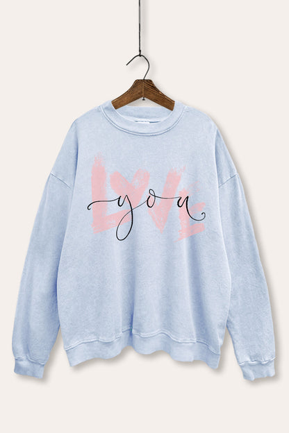 Love You Graphic Mineral Wash Sweatshirt