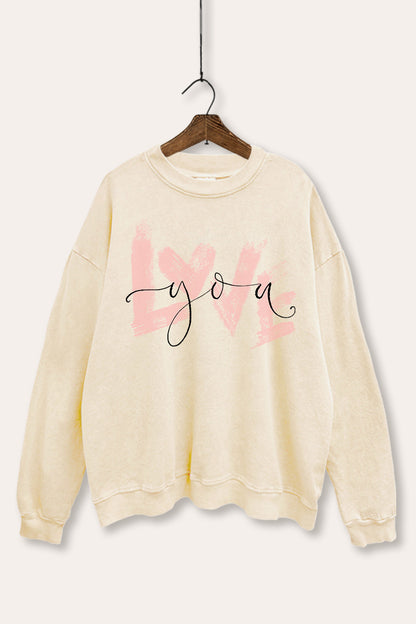Love You Graphic Mineral Wash Sweatshirt