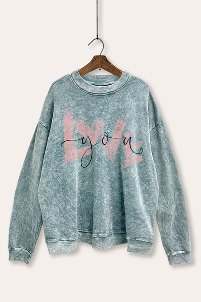Love You Graphic Mineral Wash Sweatshirt