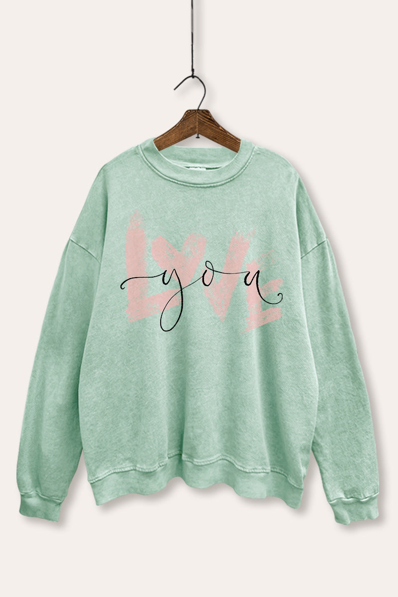 Love You Graphic Mineral Wash Sweatshirt
