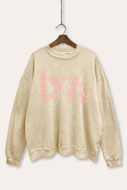 Love You Graphic Mineral Wash Sweatshirt