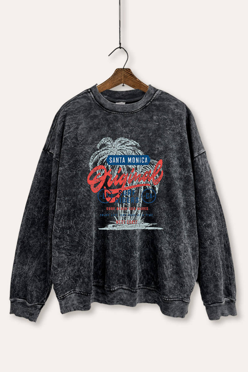 Santa Monica Surf Riders Graphic Mineral Wash Sweatshirt