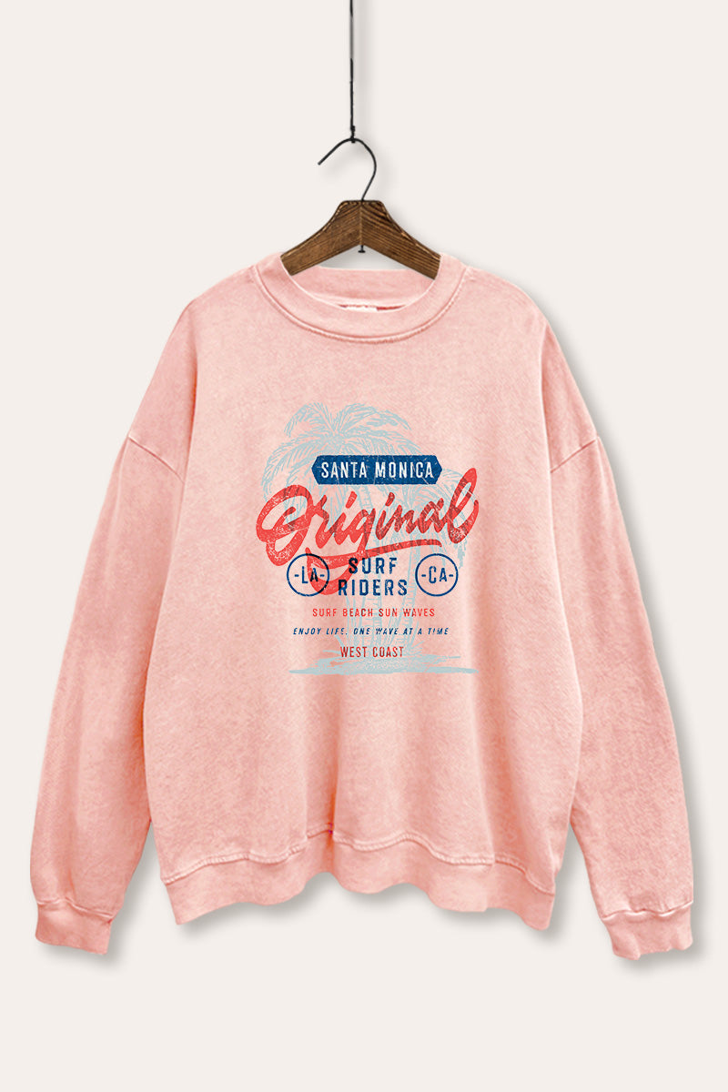 Santa Monica Surf Riders Graphic Mineral Wash Sweatshirt