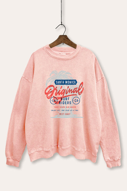 Santa Monica Surf Riders Graphic Mineral Wash Sweatshirt