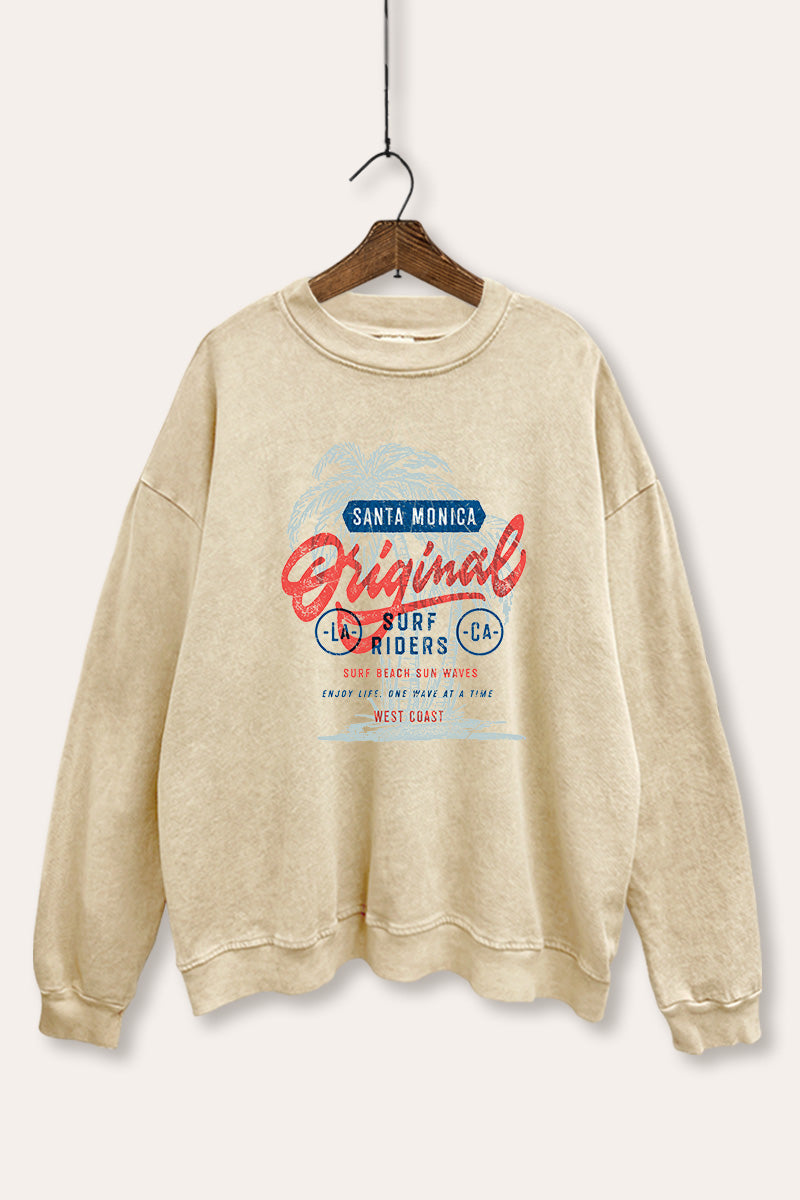 Santa Monica Surf Riders Graphic Mineral Wash Sweatshirt