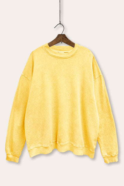 Blank Mineral Wash French Terry Plain Cozy Sweatshirt - No Graphics