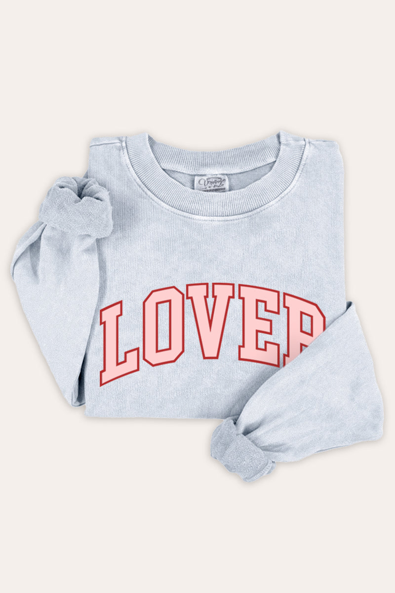"lover" graphic mineral wash sweatshirt