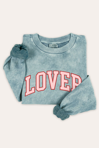 Lover Collegiate Graphic Mineral Wash Sweatshirt