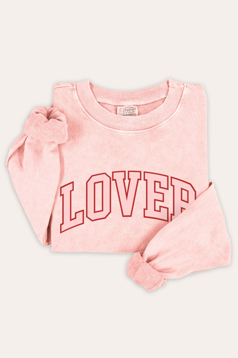 "lover" graphic mineral wash sweatshirt