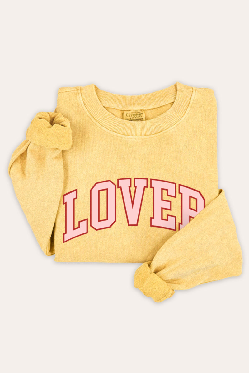 "lover" graphic mineral wash sweatshirt