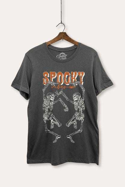 Halloween Dancing Skeletons Graphic Women's Basic Casual Tee