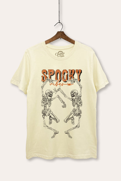 Halloween Dancing Skeletons Graphic Women's Basic Casual Tee