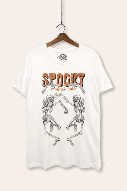 Halloween Dancing Skeletons Graphic Women's Basic Casual Tee