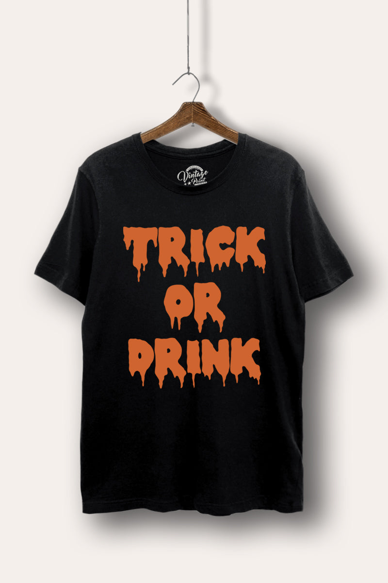 "trick or drink" halloween graphic women's basic t-shirt