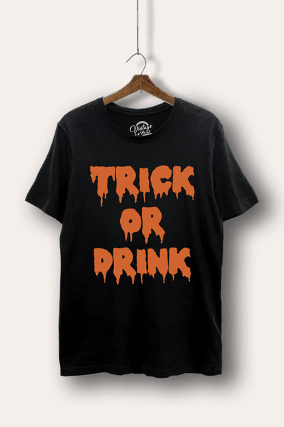 Trick Or Drink Spooky Typography Women's Basic Casual Tee