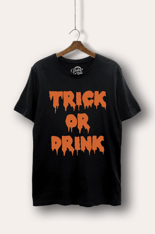 "trick or drink" halloween graphic women's basic t-shirt
