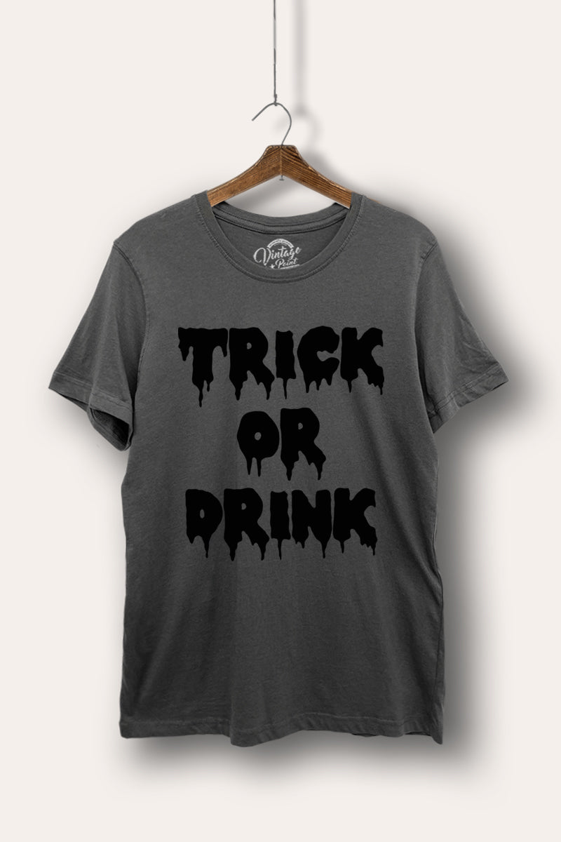 "trick or drink" halloween graphic women's basic t-shirt