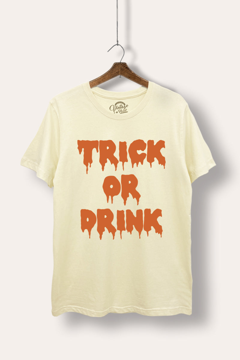 "trick or drink" halloween graphic women's basic t-shirt