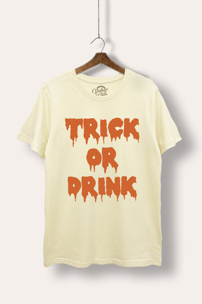 Trick Or Drink Spooky Typography Women's Basic Casual Tee