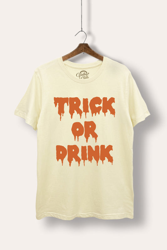 "trick or drink" halloween graphic women's basic t-shirt