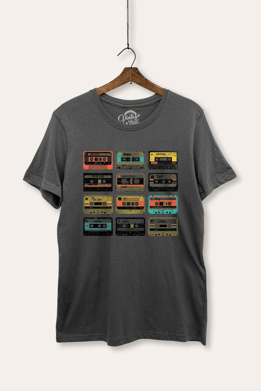 vintage cassette tapes women's basic graphic t-shirt